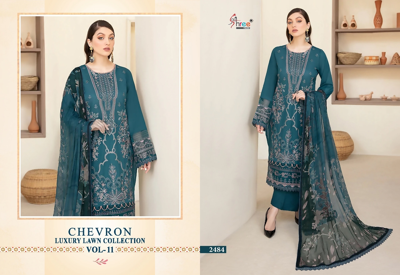 shree fabs chevron luxury lawn collection vol 11 cotton elegant print salwar suit with cotton dupatta catalog