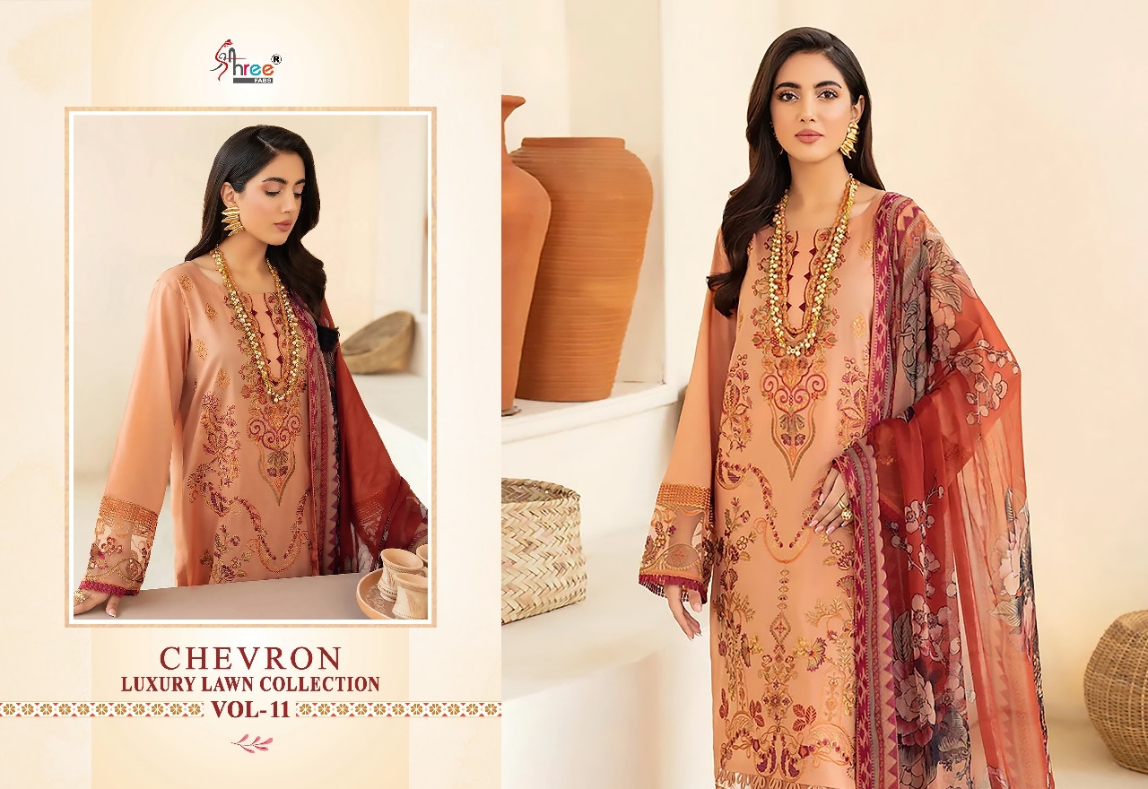 shree fabs chevron luxury lawn collection vol 11 cotton elegant print salwar suit with cotton dupatta catalog