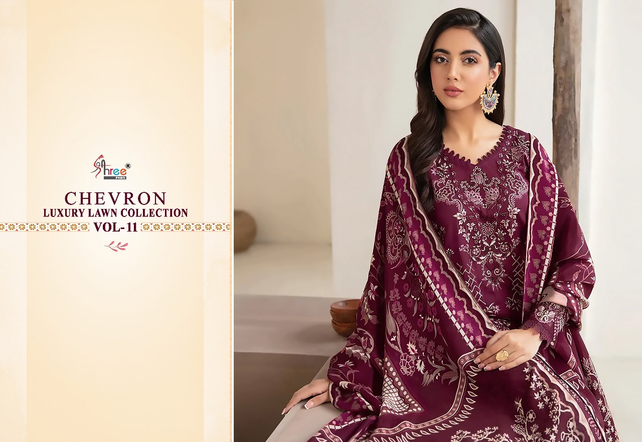 shree fabs chevron luxury lawn collection vol 11 cotton elegant print salwar suit with cotton dupatta catalog