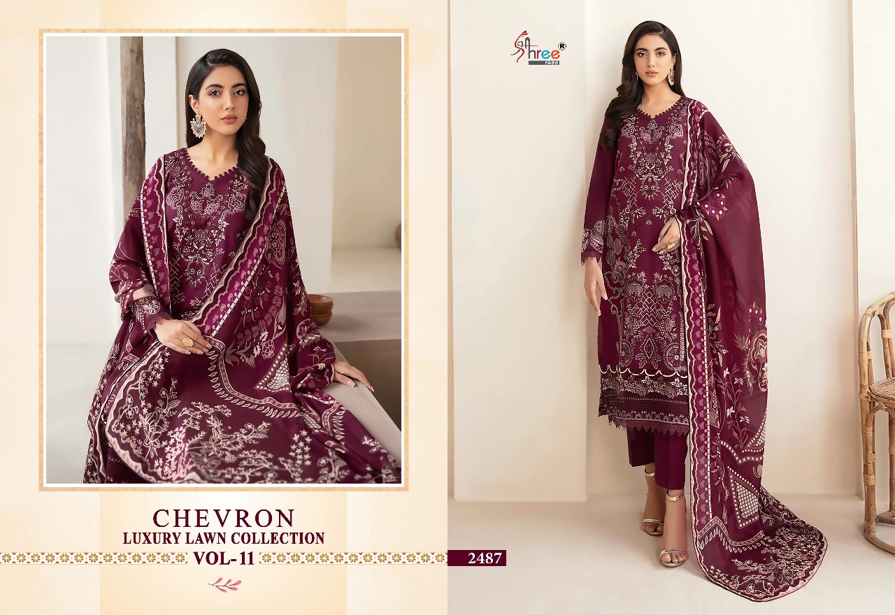 shree fabs chevron luxury lawn collection vol 11 cotton elegant print salwar suit with cotton dupatta catalog