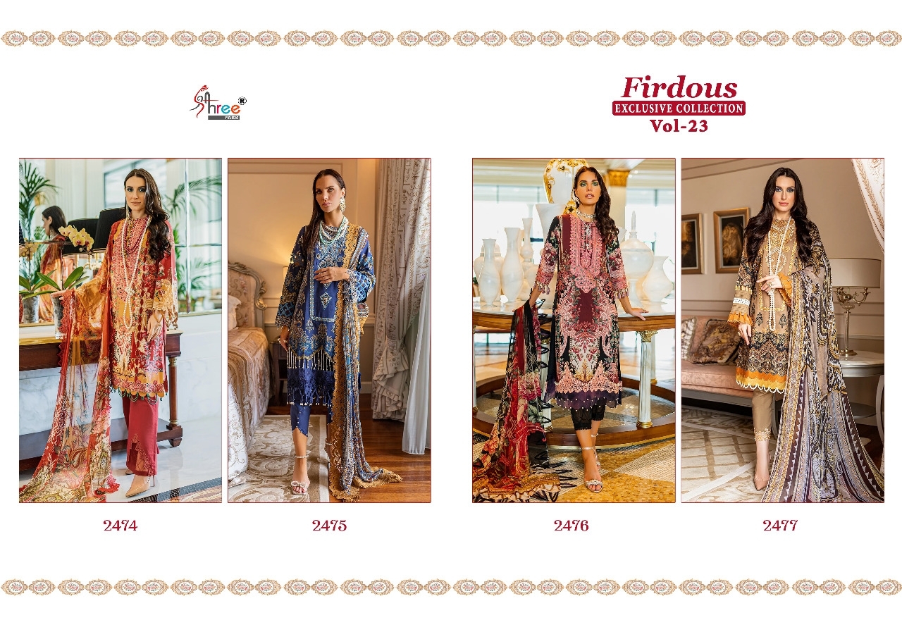 shree fabs firdous exclusive collection vol 23 cotton innovative look salwar suit with chiffon dupatta catalog