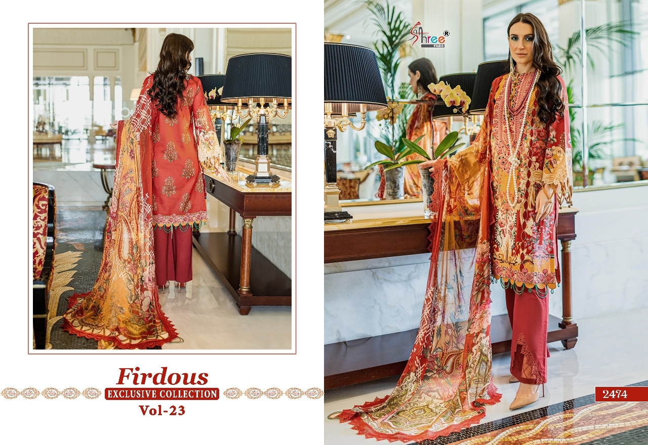 shree fabs firdous exclusive collection vol 23 cotton innovative look salwar suit with chiffon dupatta catalog