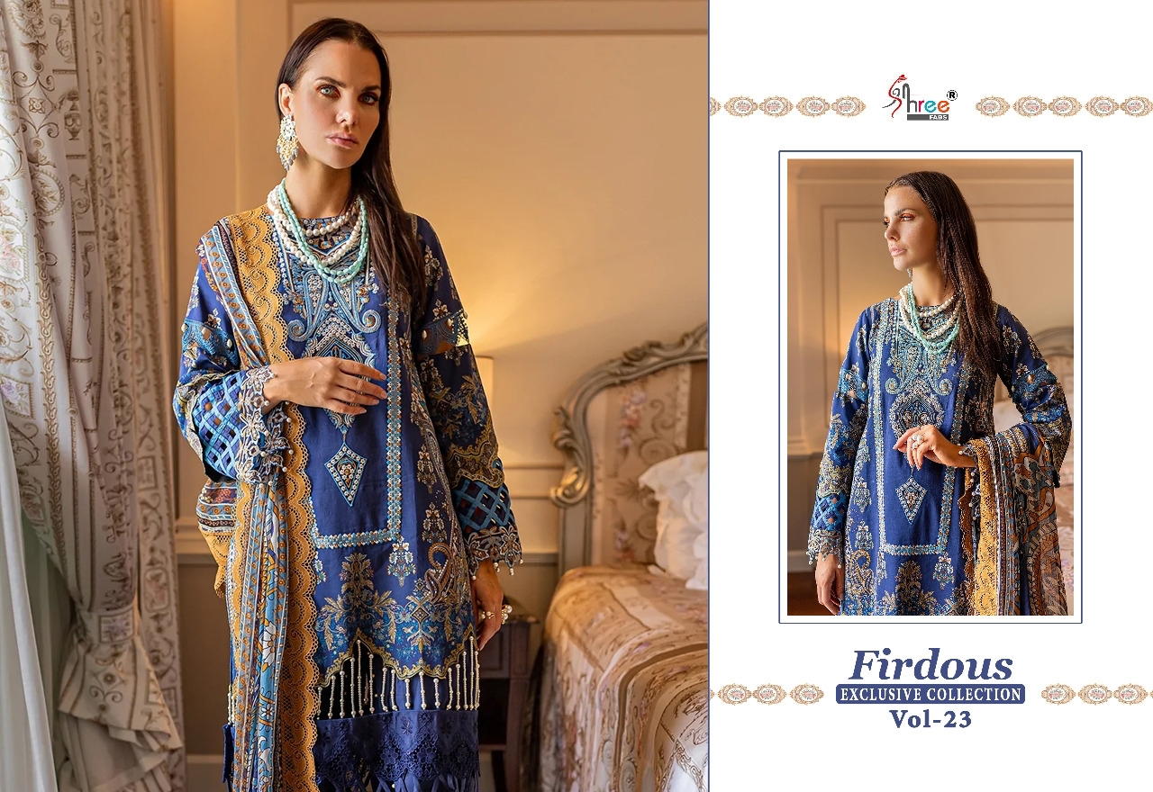 shree fabs firdous exclusive collection vol 23 cotton innovative look salwar suit with chiffon dupatta catalog