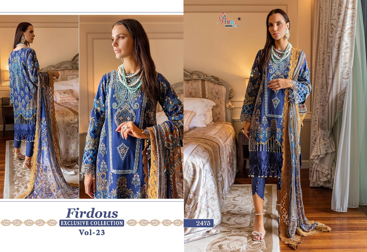 shree fabs firdous exclusive collection vol 23 cotton innovative look salwar suit with chiffon dupatta catalog