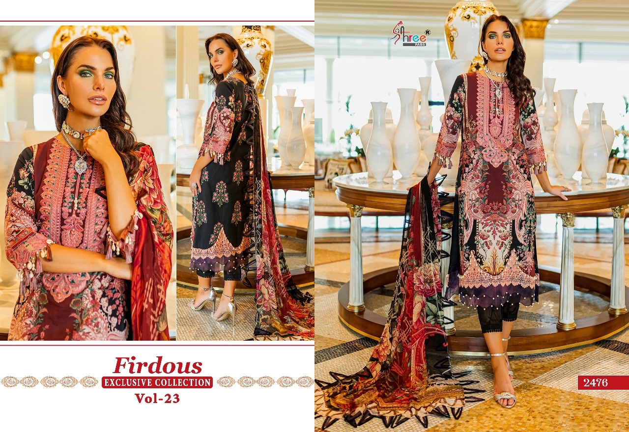 shree fabs firdous exclusive collection vol 23 cotton innovative look salwar suit with chiffon dupatta catalog