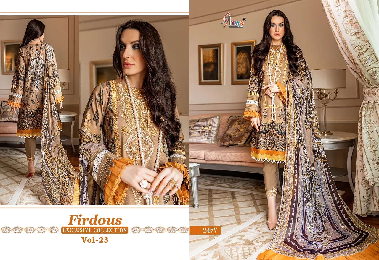 shree fabs firdous exclusive collection vol 23 cotton innovative look salwar suit with chiffon dupatta catalog