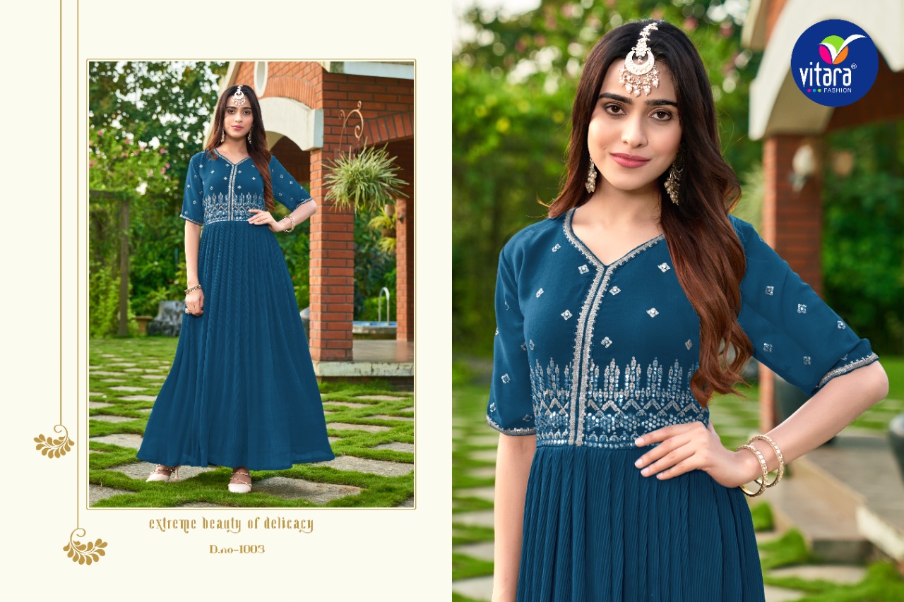 vitara fashion rang rasiya georgette regal look kurti catalog