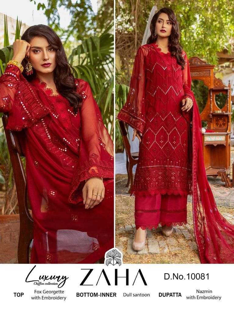 zaha zaha d no 10081 georgette regal look salwar suit single