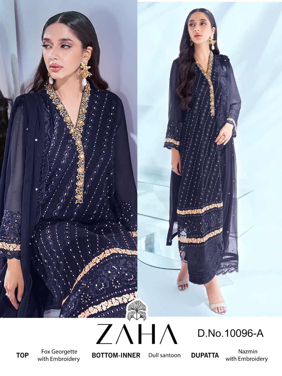 zaha zaha d no 10096 a b c d hits design georgette attractive look salwar suit catalog