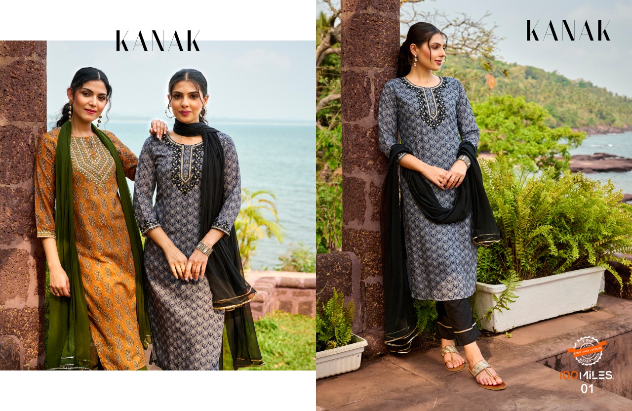 100 Miles kanak cotton attractive look top bottom with dupatta catalog