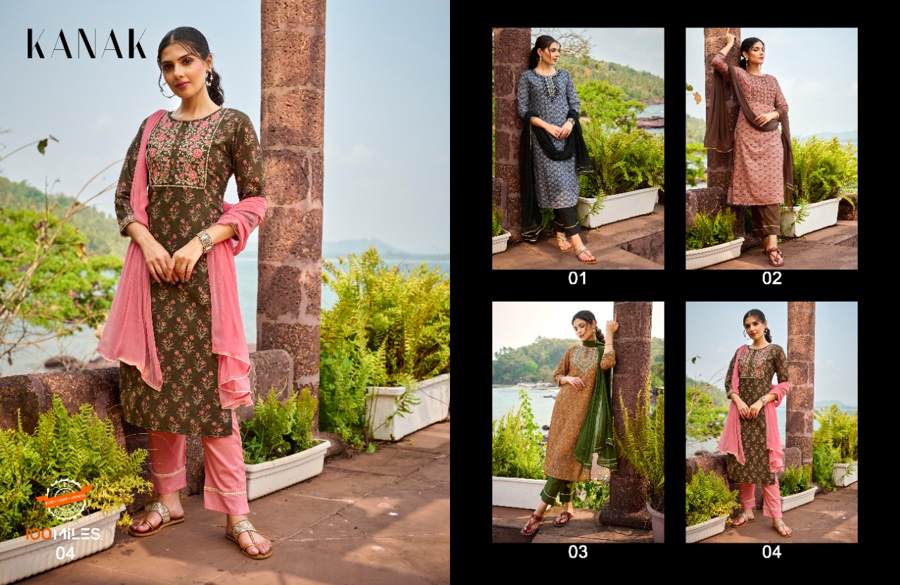 100 Miles kanak cotton attractive look top bottom with dupatta catalog