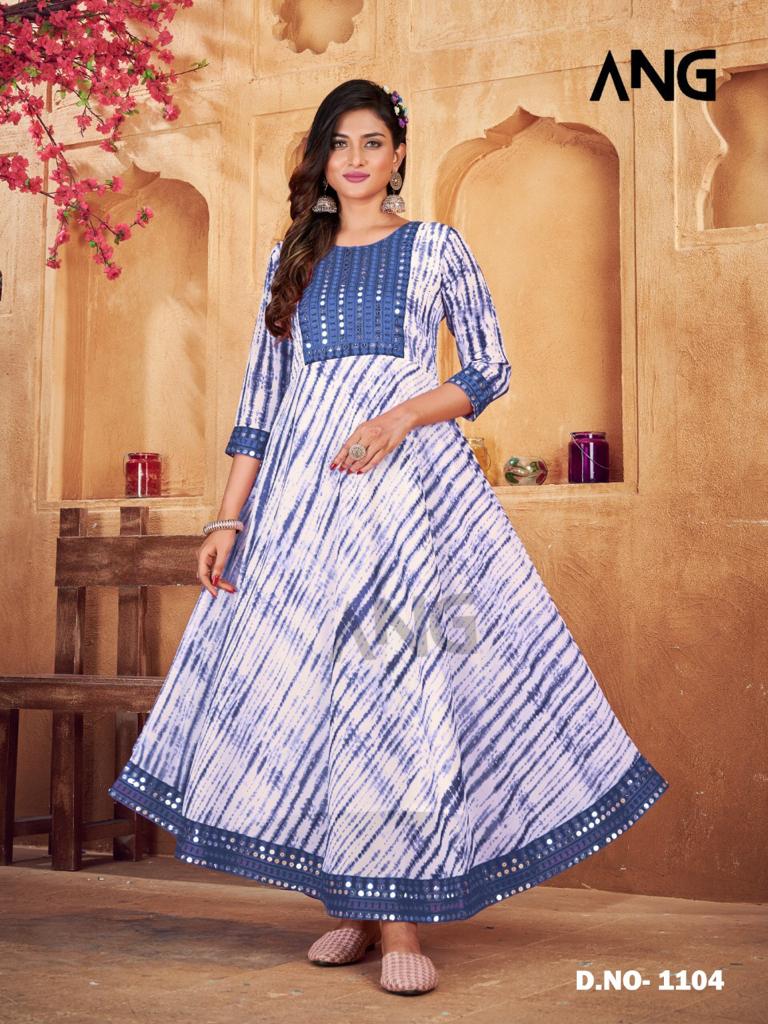 12angel ang 1104 georgette exclusive print kurti catalog