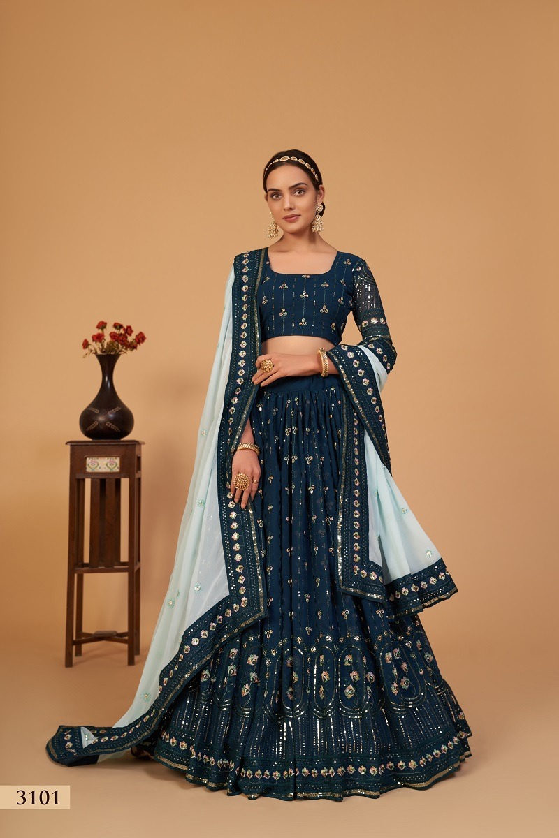 aawiya official Sanaya Vol 1 georgette festive look lehnga catalog