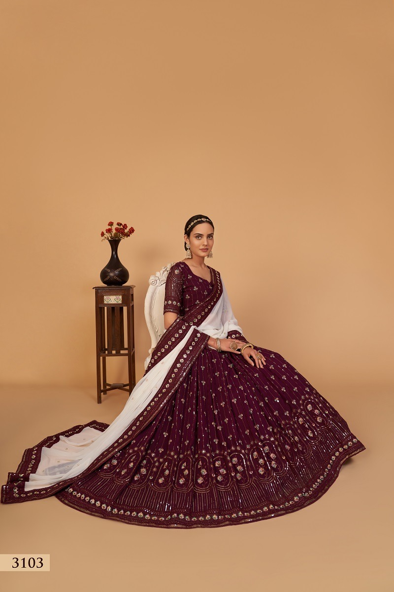 aawiya official Sanaya Vol 1 georgette festive look lehnga catalog