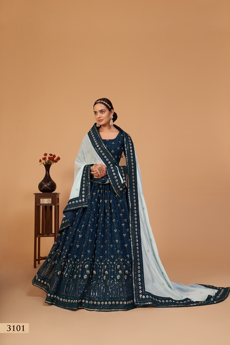 aawiya official Sanaya Vol 1 georgette festive look lehnga catalog