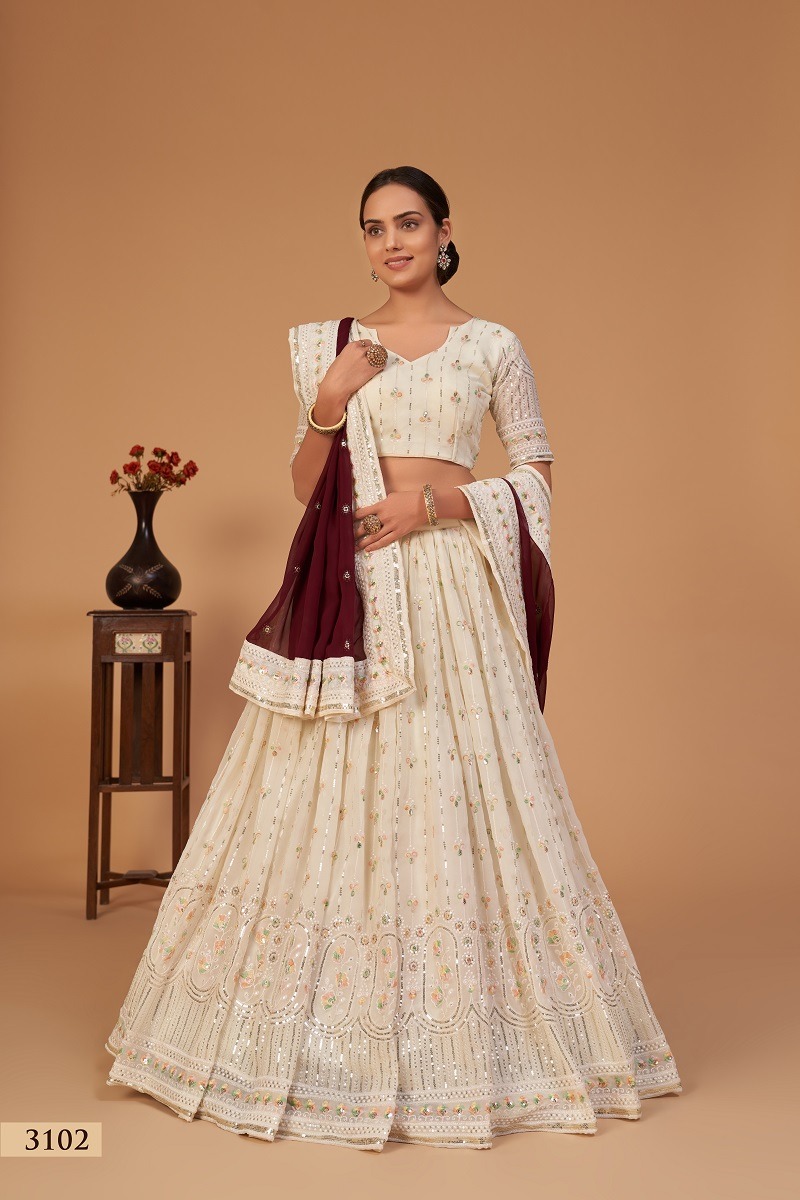 aawiya official Sanaya Vol 1 georgette festive look lehnga catalog