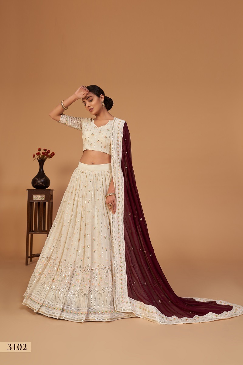 aawiya official Sanaya Vol 1 georgette festive look lehnga catalog