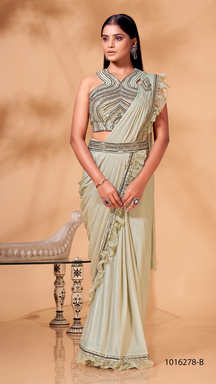 amoha trendz d no 1016278 shimmer gorgeous look saree catalog