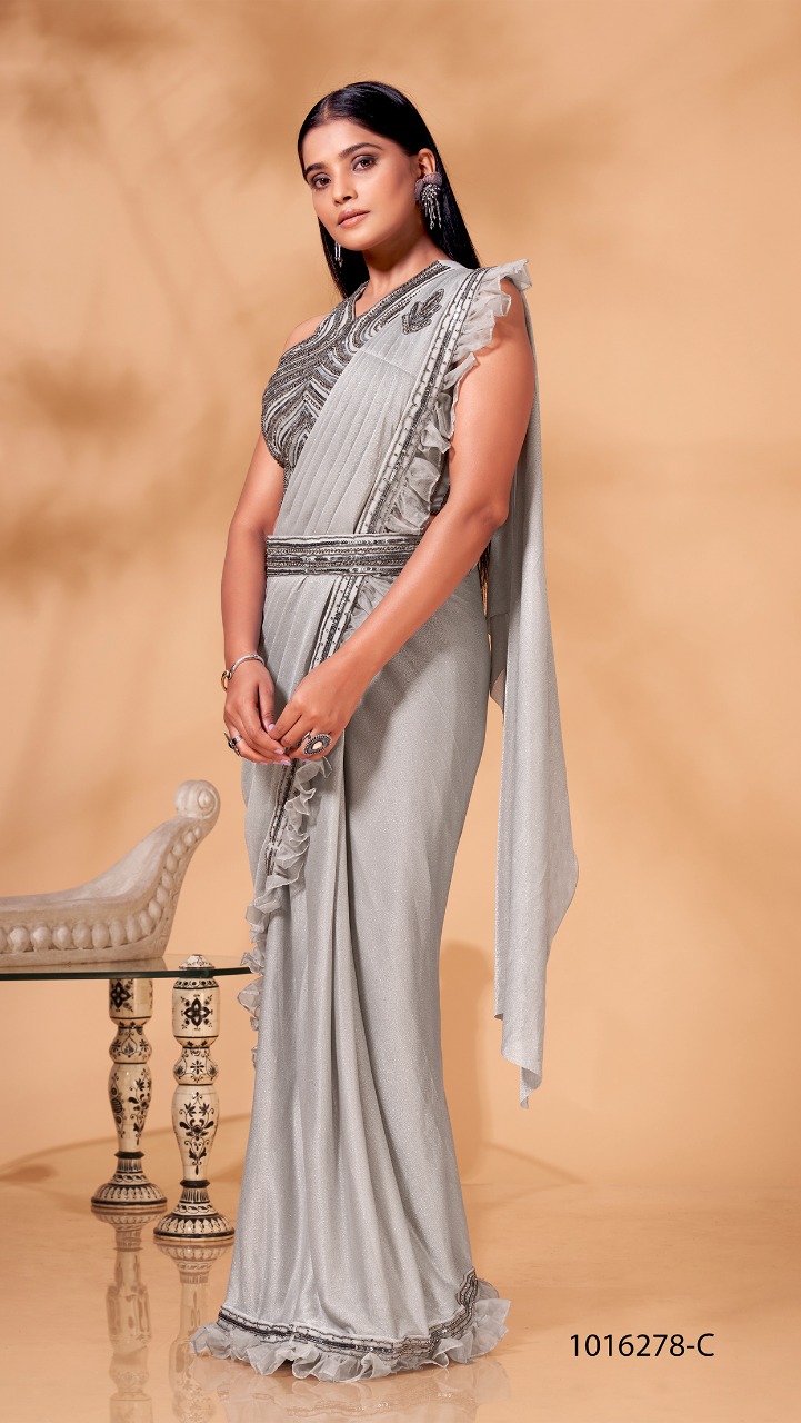 amoha trendz d no 1016278 shimmer gorgeous look saree catalog