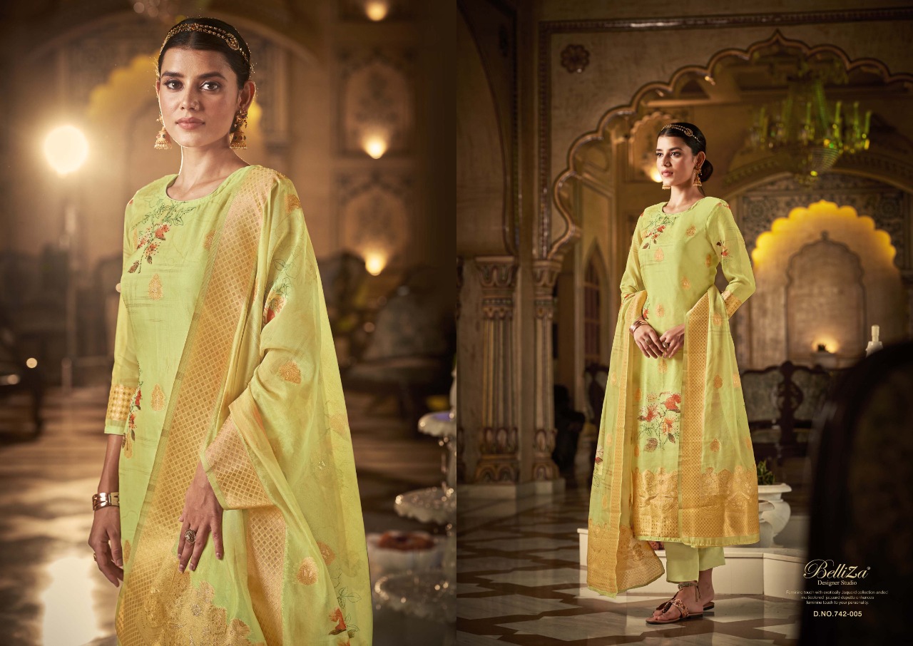 belliza designer studio amrut organza greceful look salwar suit catalog