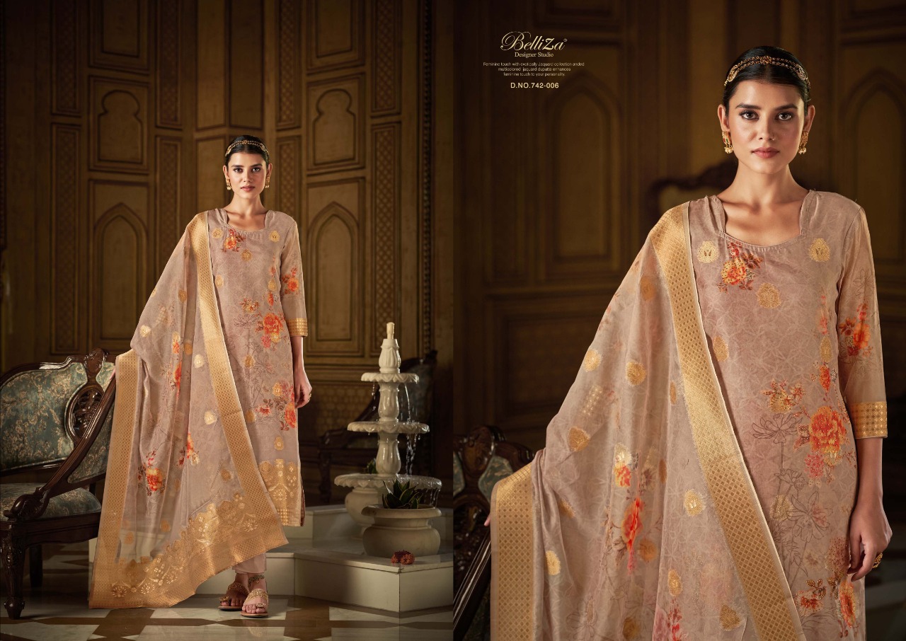 belliza designer studio amrut organza greceful look salwar suit catalog