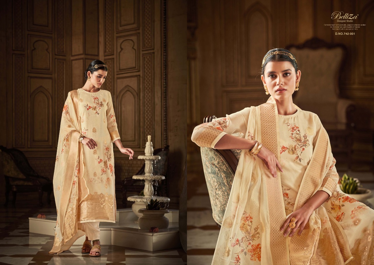 belliza designer studio amrut organza greceful look salwar suit catalog