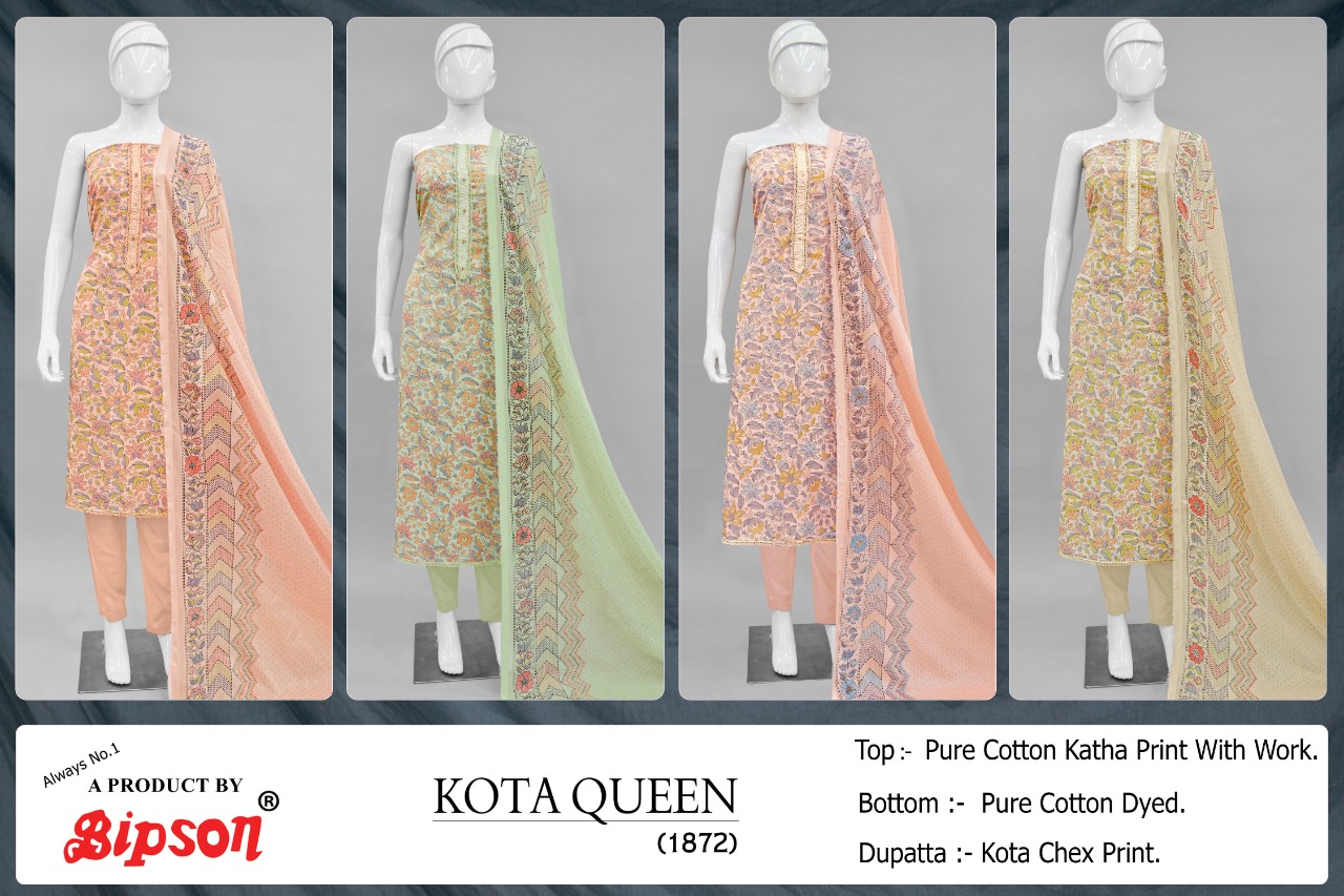 Bipson kota queen 1872 cotton exclusive print salwar suit catalog