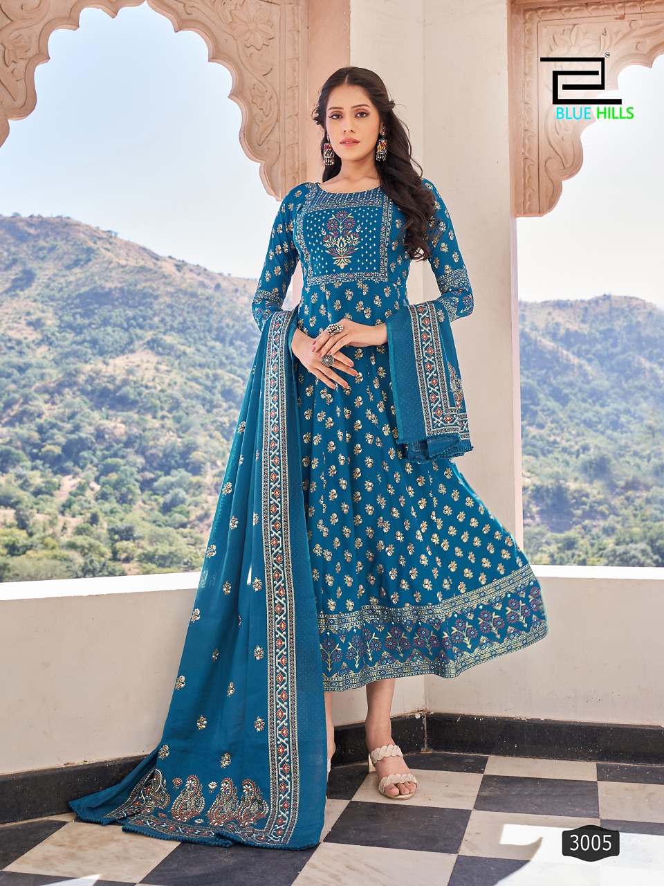 Blu hills senorita vol 3 rayon exclusive top with dupatta catalog