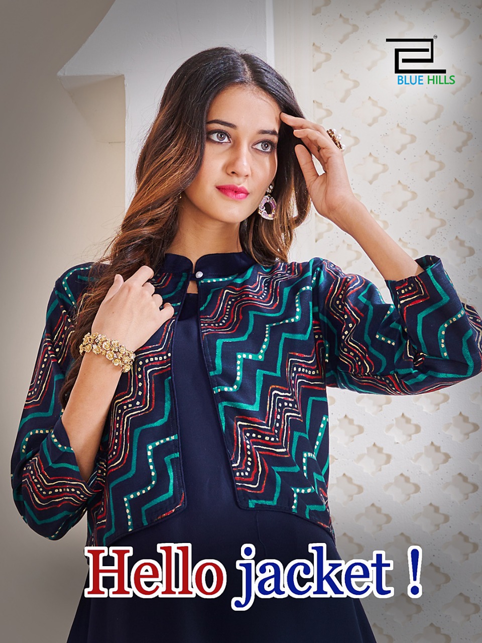 blue hills Hello Jacket rayon catchy look kurti with jackets catalog