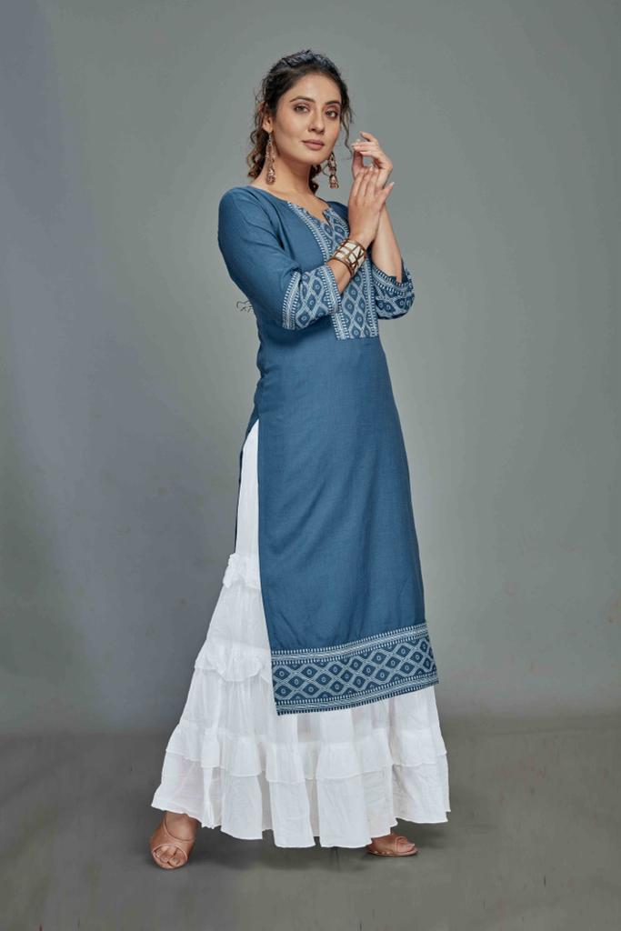 channel 9 sku 023sc to 026sc cotton  elegant kurti with sarara size set