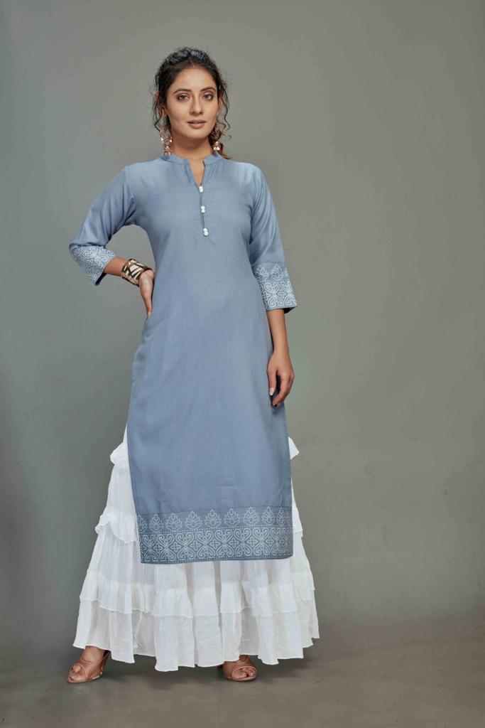 channel 9 sku 023sc to 026sc cotton  elegant kurti with sarara size set