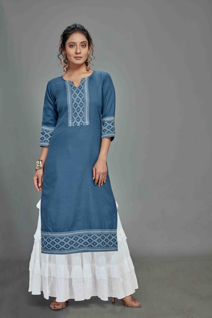 channel 9 sku 023sc to 026sc cotton  elegant kurti with sarara size set