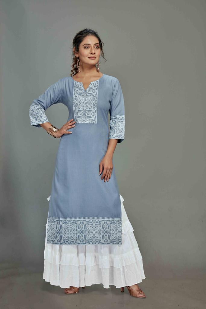 channel 9 sku 023sc to 026sc cotton  elegant kurti with sarara size set