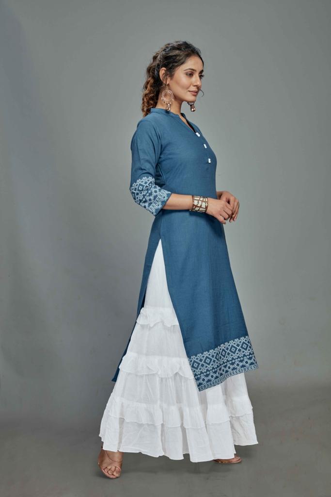 channel 9 sku 023sc to 026sc cotton  elegant kurti with sarara size set