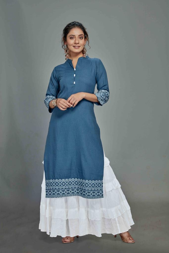 channel 9 sku 023sc to 026sc cotton  elegant kurti with sarara size set