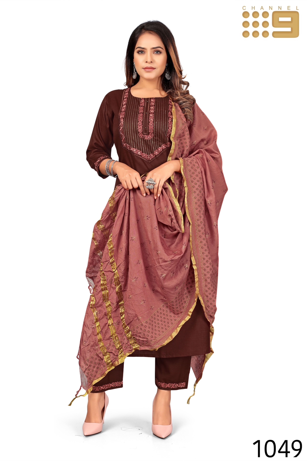 channel 9 SKU 1049SD To 1051SD cotton elegant look kurti dupatta with bottom size set