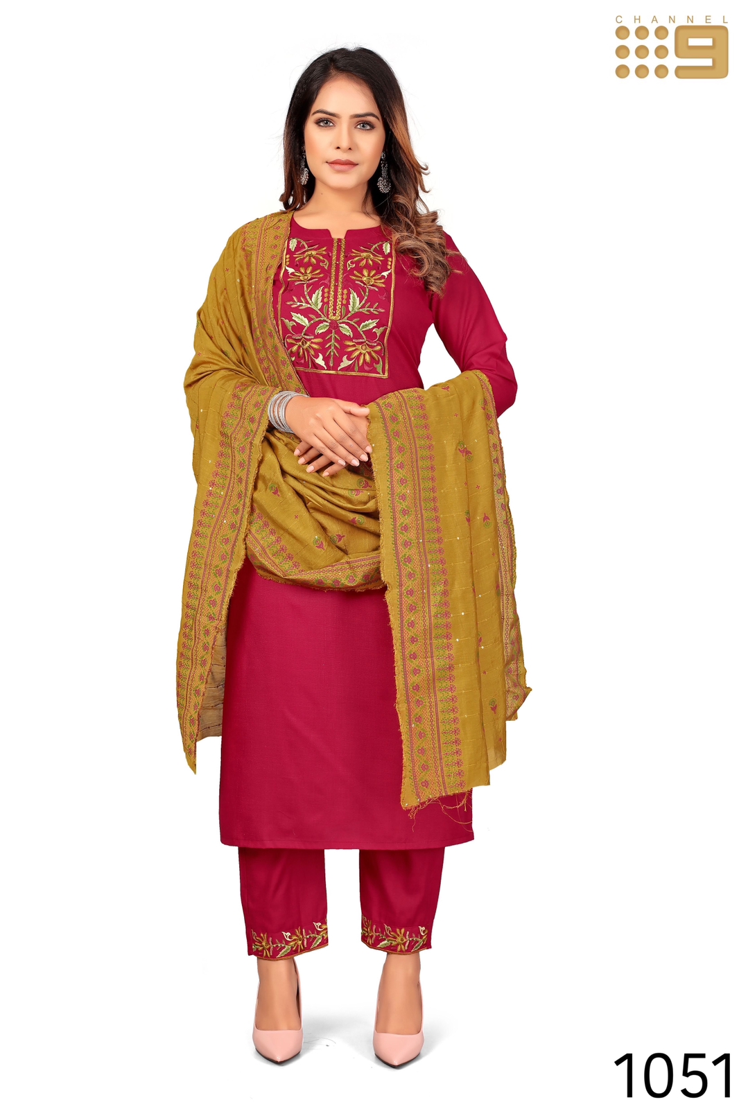 channel 9 SKU 1049SD To 1051SD cotton elegant look kurti dupatta with bottom size set