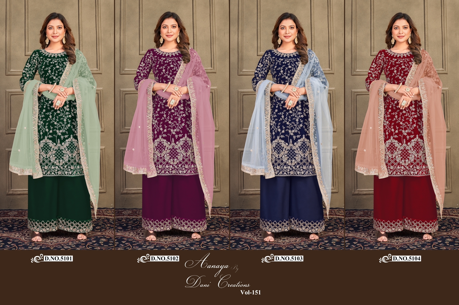 dani aanaya 5100 serice vol 151 velvet attractive look salwr suit catalog