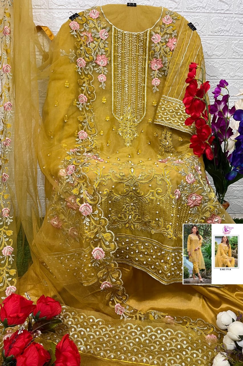 dinsaa suit dinsaa suit d no 171 organza catchy look salwar suit catalog