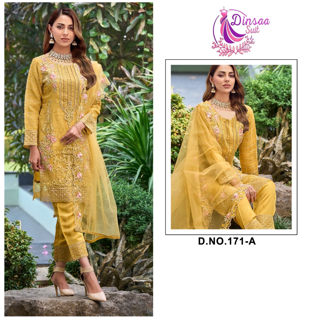 dinsaa suit dinsaa suit d no 171 organza catchy look salwar suit catalog