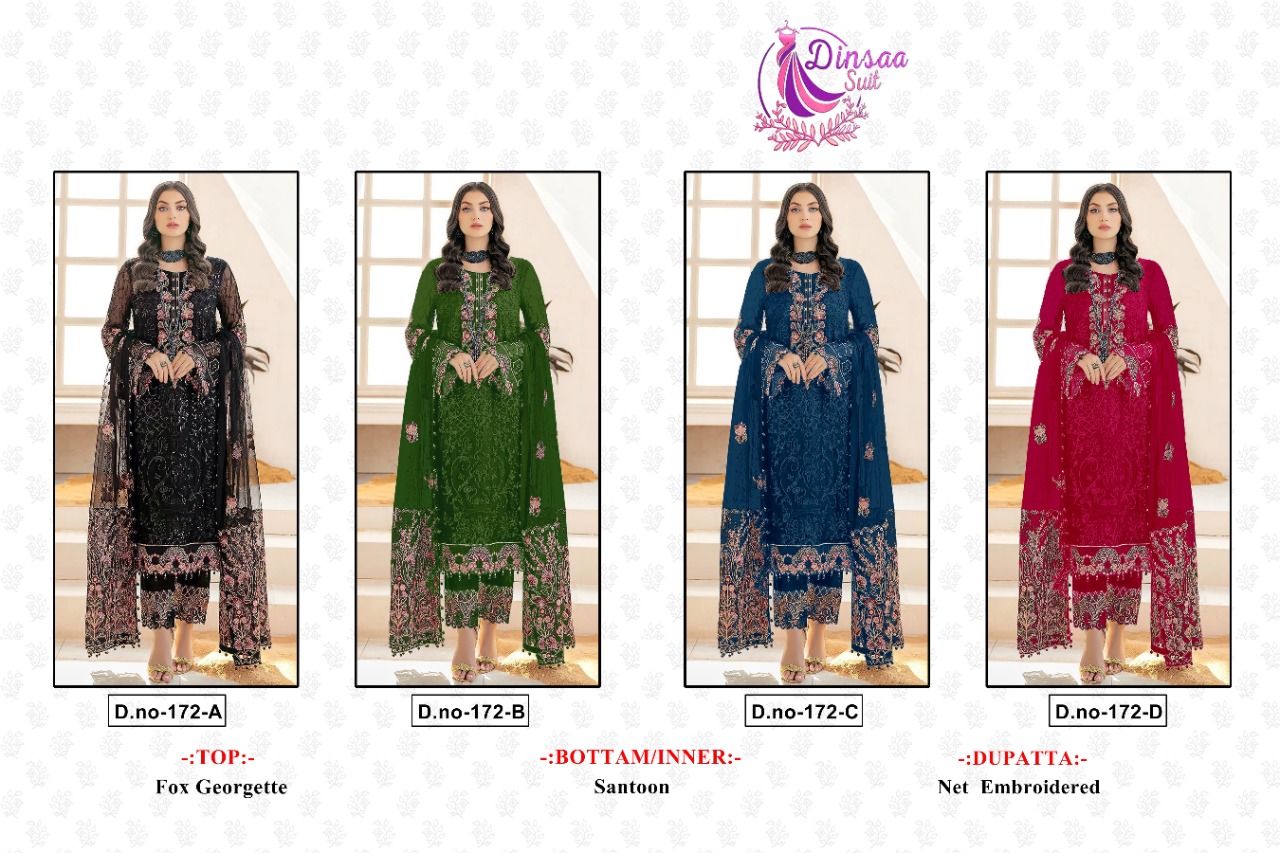 dinsaa suit dinsaa suit d no 172 georgette Catchy look salwar suit catalog