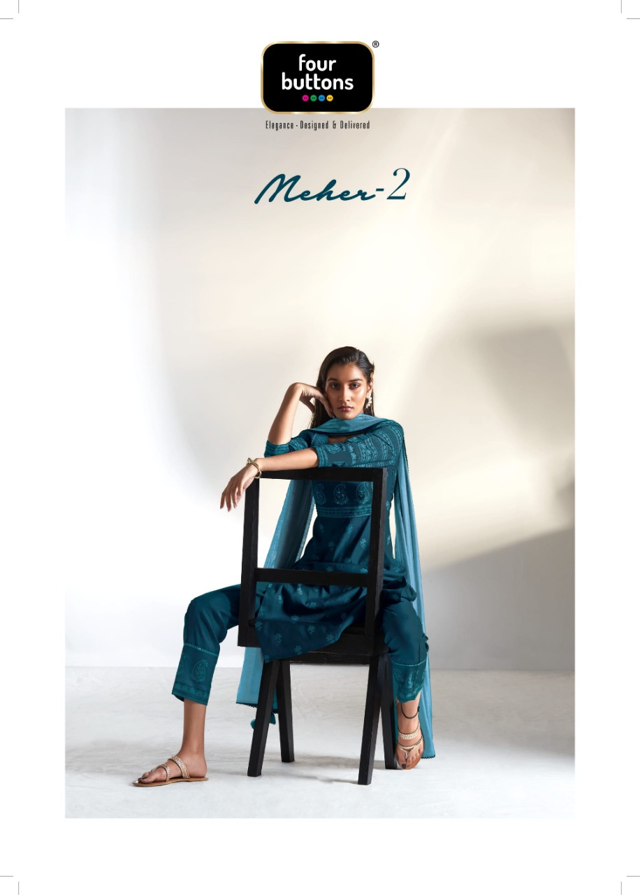 four buttons meher 2 viscose attractive top bottom with dupatta catalog