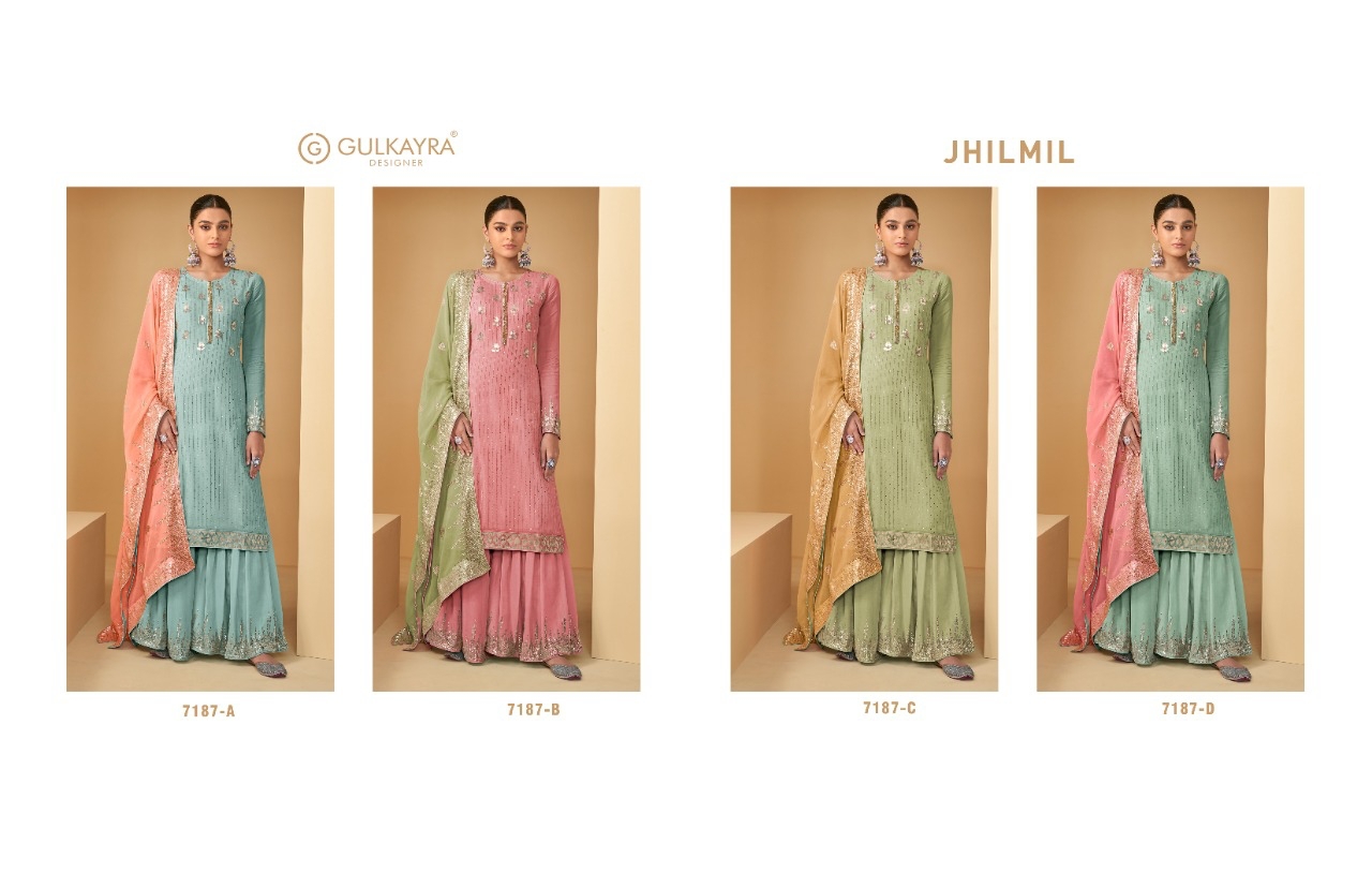 gulkayra designer jhilmil georgette graceful look salwar suit catalog