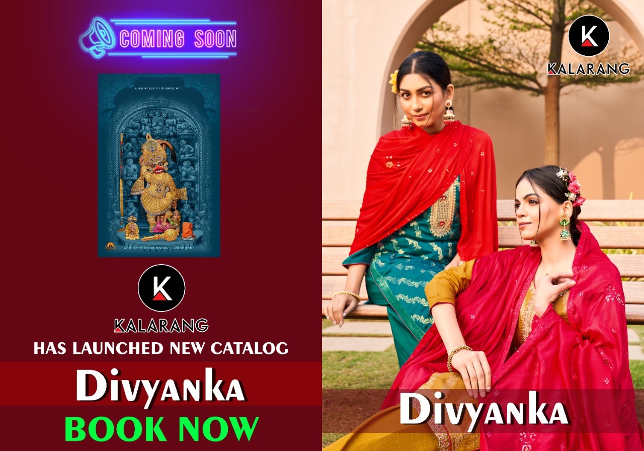 kalarang divyanka Pure Muslin Dola Jequard gorgeous look salwar suit catalog