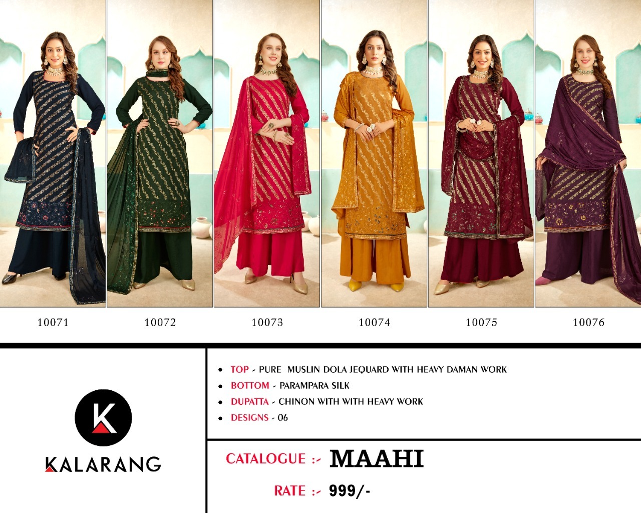 kalarang maahi muslin decent look salwar suit catalog