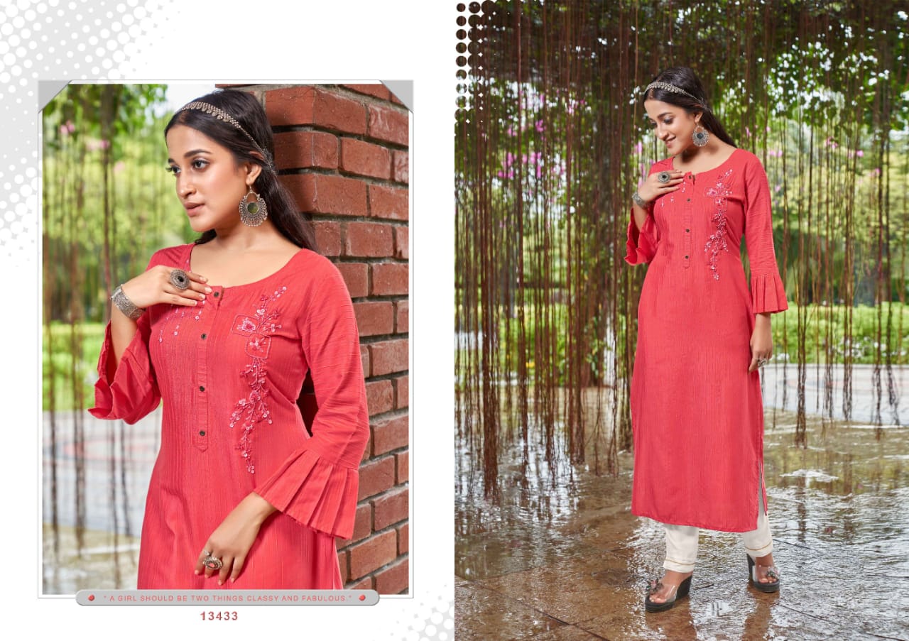 kalaroop by kajree Crush rayon  attractive look kurti catalog