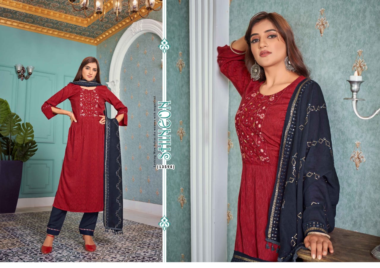 kalaroop by kajree jasmeen rayon elegant top bottom with dupatta catalog