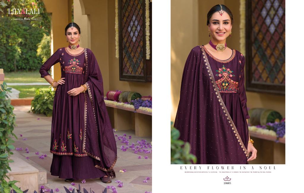 lily and lali aafreen Silk regal look top bottom with dupatta catalog