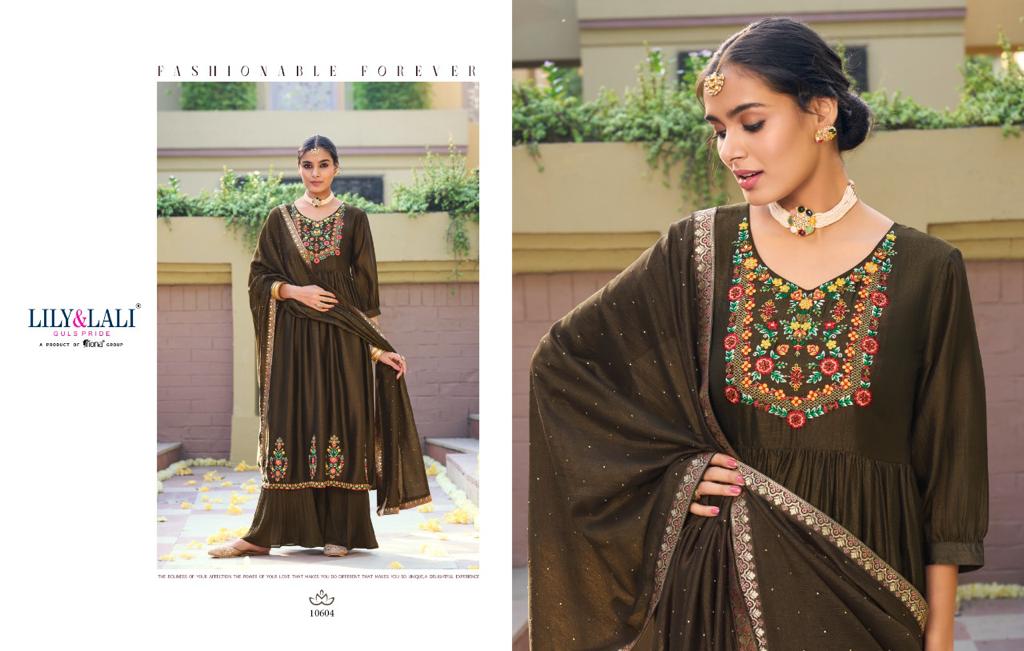 lily and lali aafreen Silk regal look top bottom with dupatta catalog