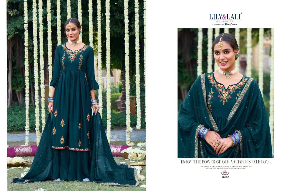 lily and lali aafreen Silk regal look top bottom with dupatta catalog